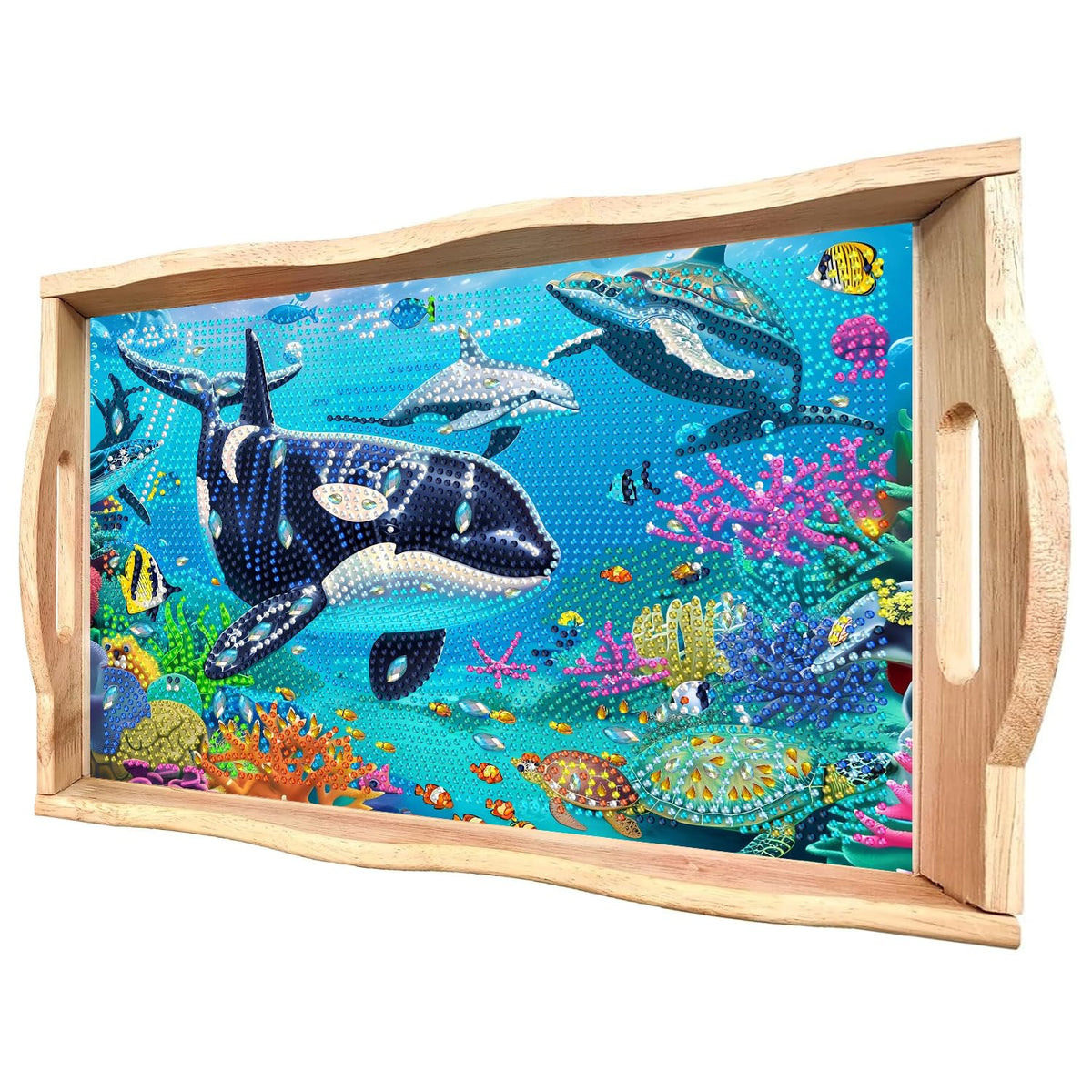 5D Diamond Art Tray with Handle Sea World Diamond Painting Plate (Dolphin Big C)