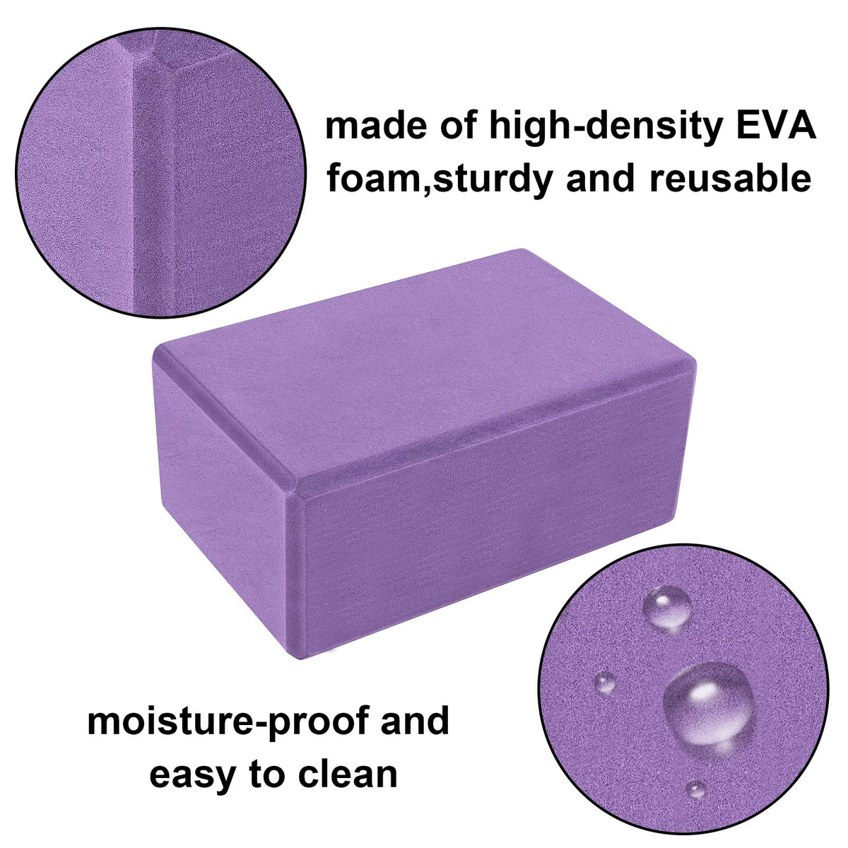 Yoga Blocks 4x6x9 Inch High Density EVA Foam Yoga Brick (Purple / 4 pack)