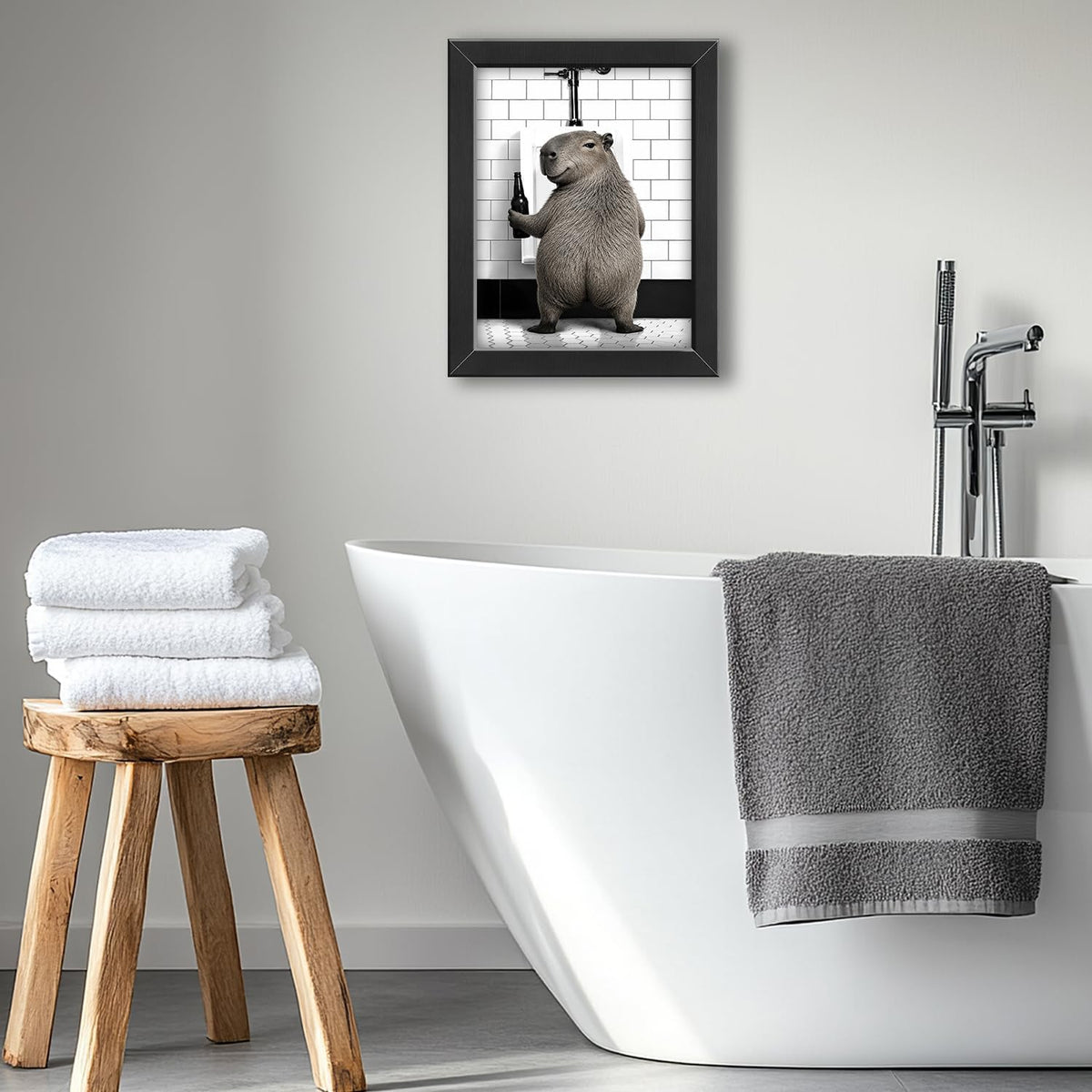 Funny Bathroom Wall Art Framed Capybaras Bathroom Decor (Framed Bathroom Art 6 / 10"L x 8"W)