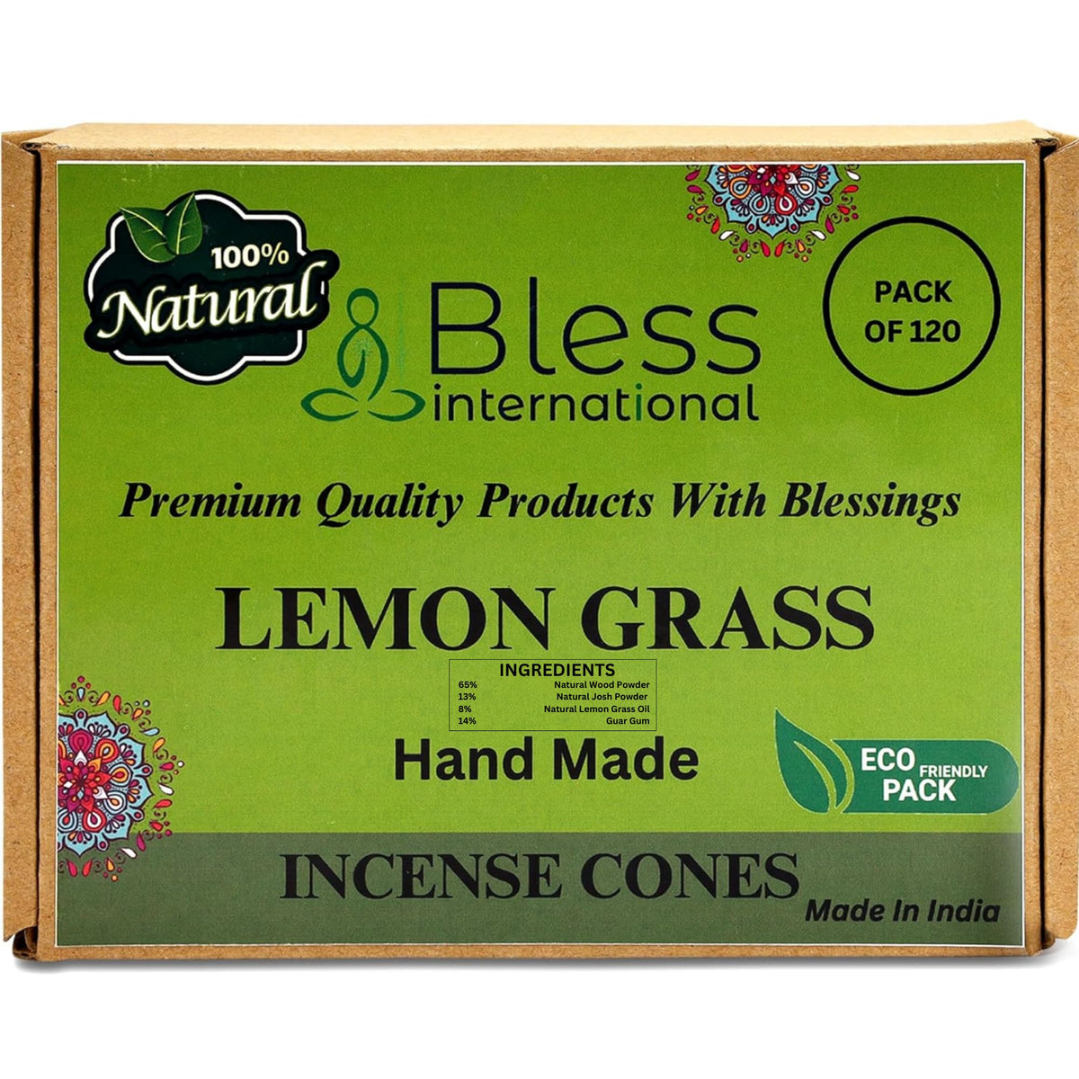 Lemon Gras 100% (Lemon Grass / Pack Of 120 Cones)