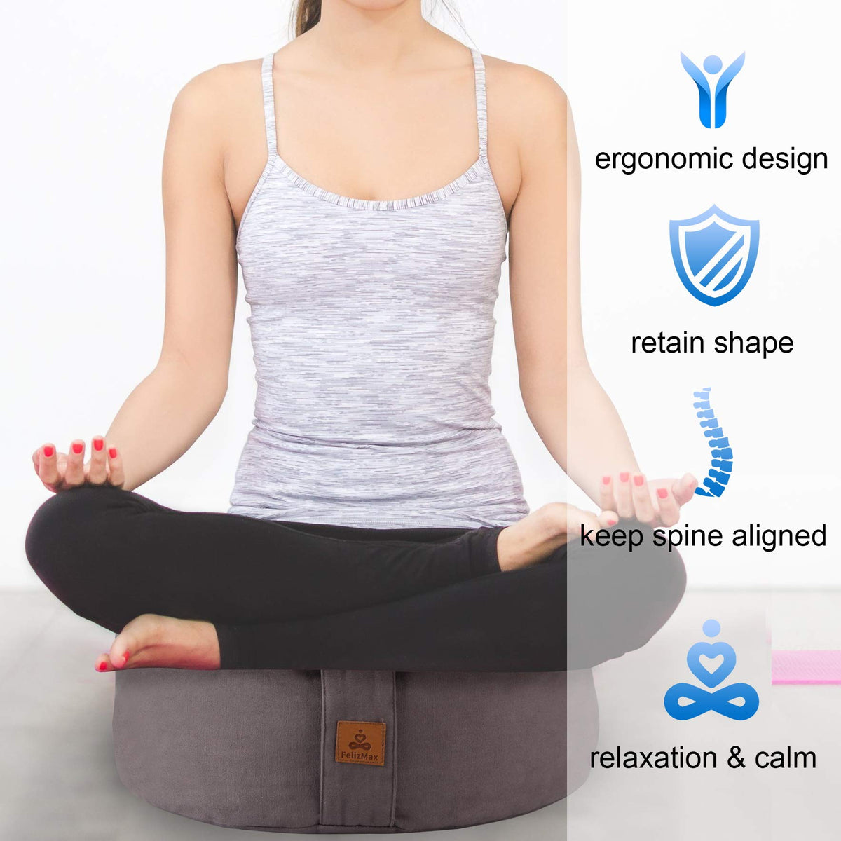 Zafu Buckwheat Meditation Cushion (Purple / 16"x16“x5")