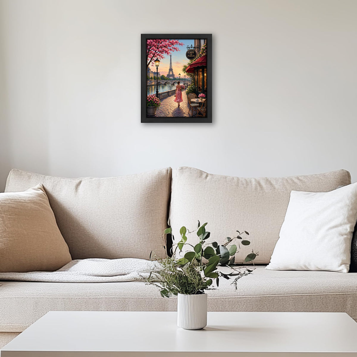 Paris Eiffel Tower Decor Wall Art (Wall Art Framed 21 / 10"L x 8"W)