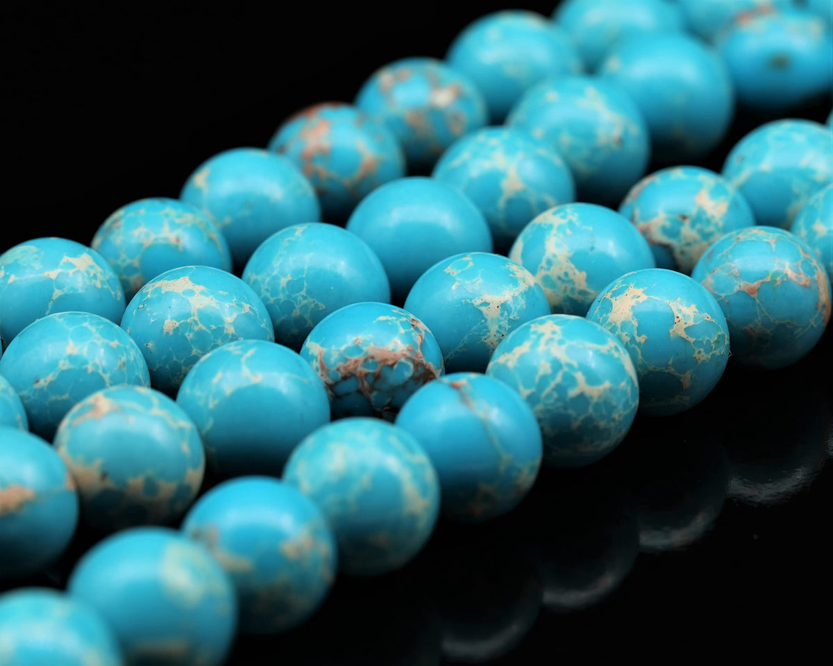 Natural Blue Imperial Jasper Beaded Choker Necklace (Blue Imperial Jasper / 20 Inches)
