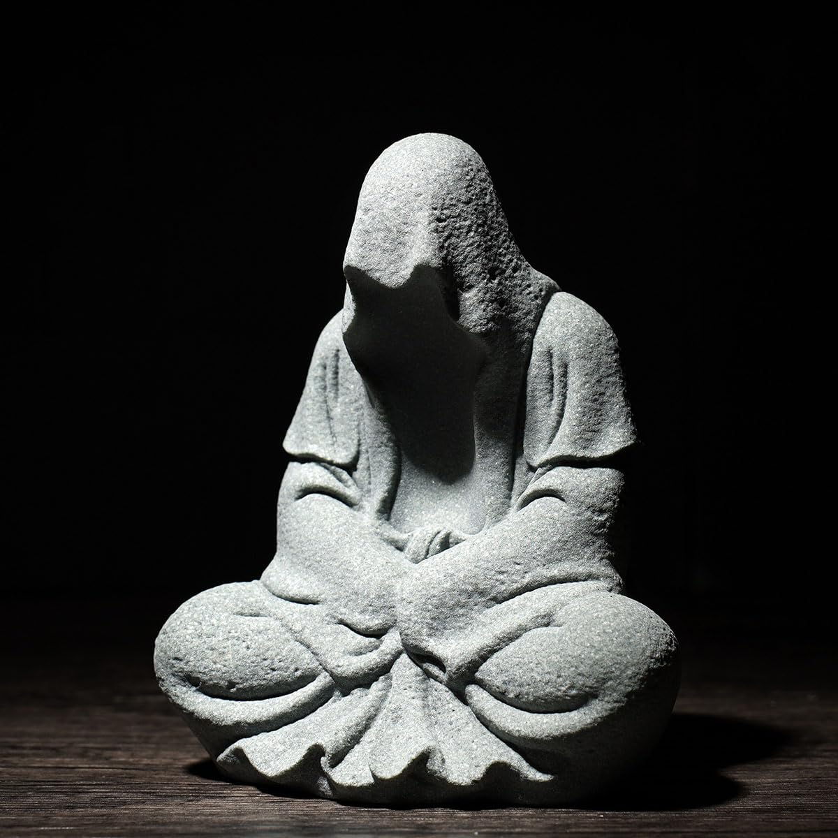 Aquarium Buddah Statue Sandstone Zen Buddha Sculptures for Garden Fish Tank Home Decorations (A)
