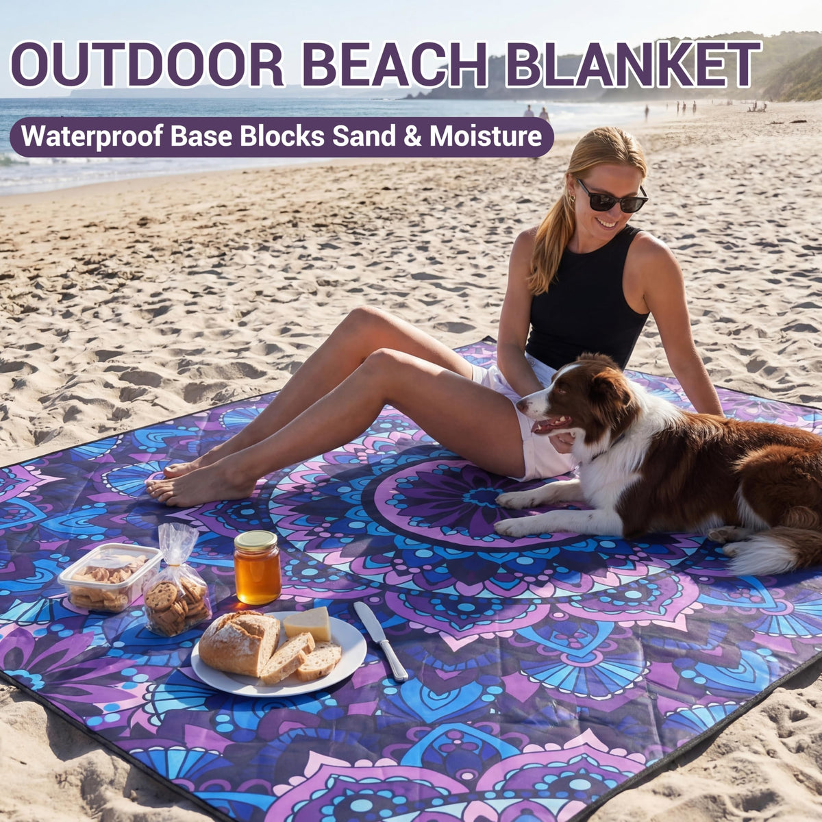 60x80" Extra Large Picnic Blankets Waterproof Sandproof Couple Outdoor Beach Blanket Foldable Grass Park Lawn Concert Mat Summer Camping Essentials Rv Travel Vacation Accessories Festival Gift (Green Mandala / 6'8" x 5' (Rectangular))