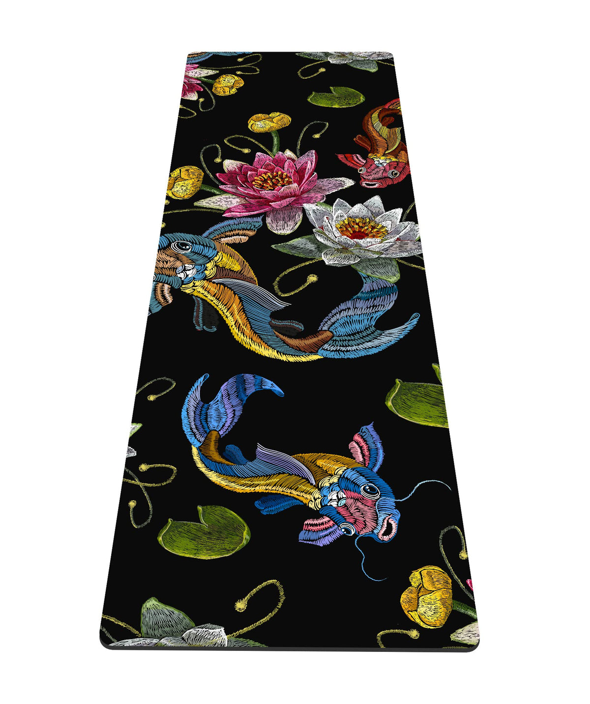 Yoga Mat Print Extra Thick TPE Non Slip Fitness Exercise Mat with Carrying Bag (Koi)