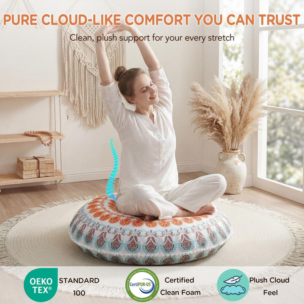 Floor Pillows 2 Pack (2 Count (Pack of 1) / Round | Coral)