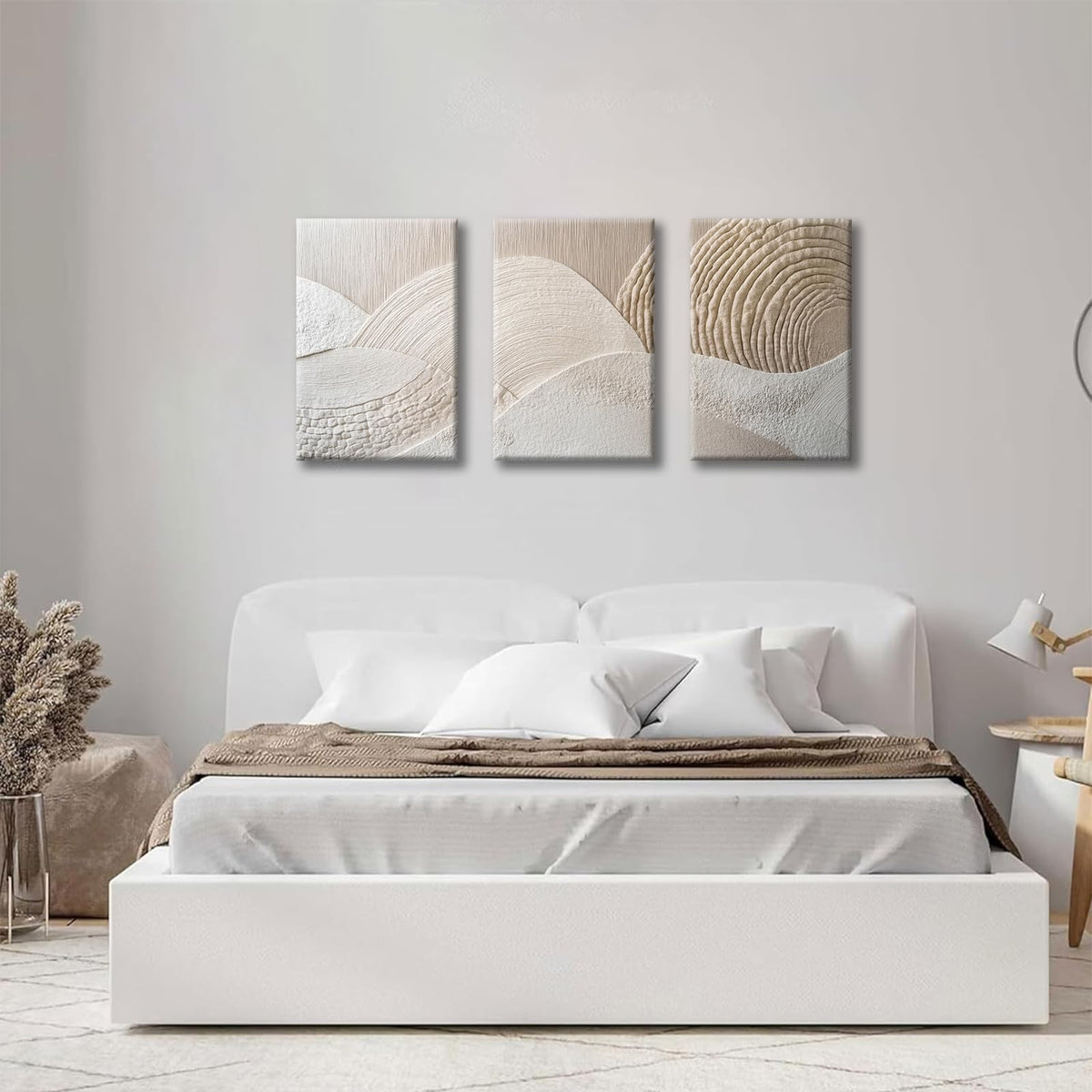 Neutral Abstract Wall Art Set of 3 (Canvaspainting / 12x16 Inch)