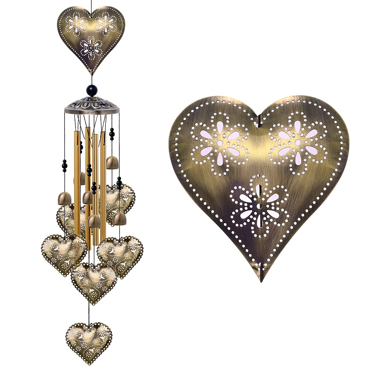 Garden Loving Heart Wind Chimes Outdoor Indoor Decor