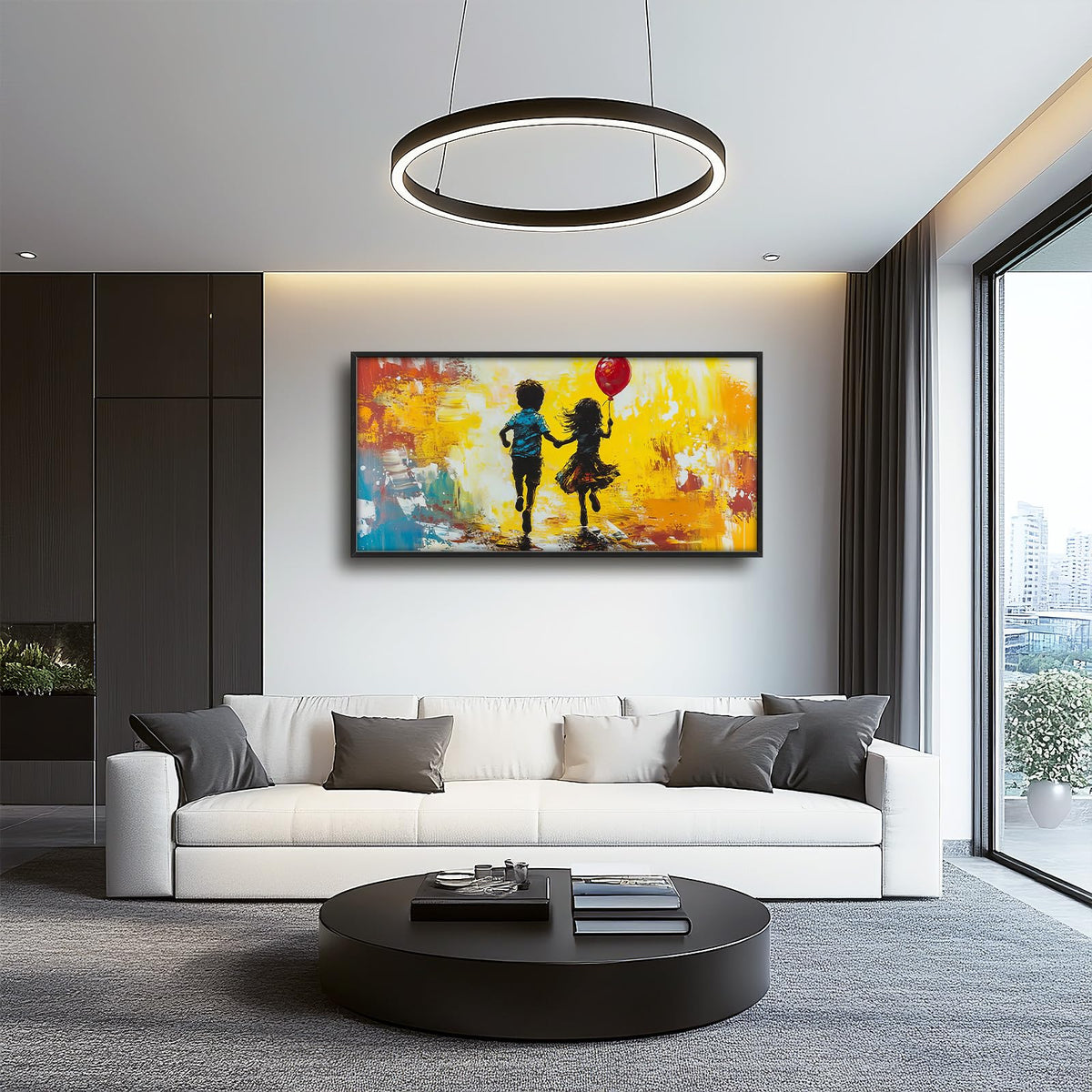 Large Framed Banksy Wall Art Colorful Graffiti Children Art 60"x30" (graffiti / 60"L x 30"W)
