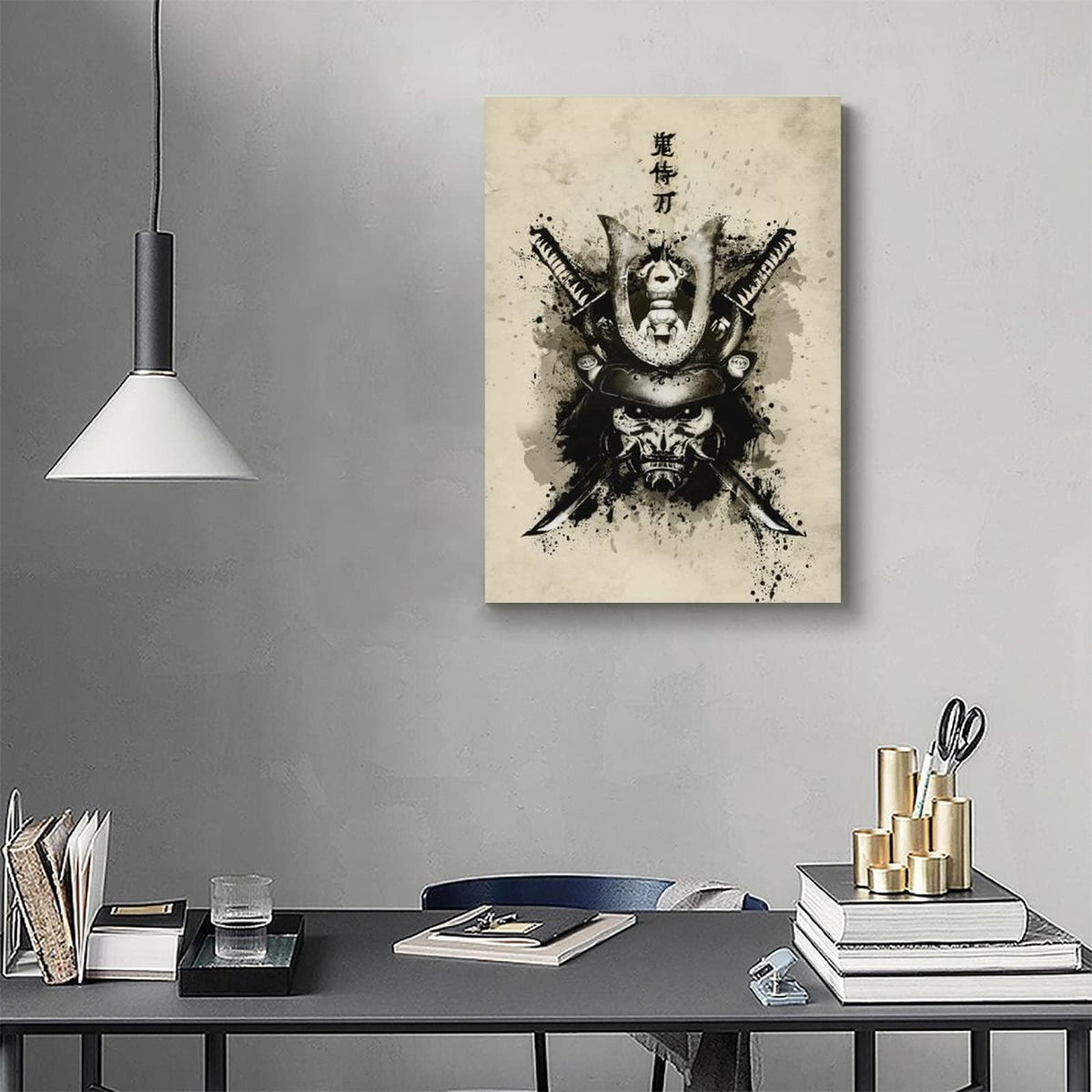 Samurai Posters Wall Art Samurai Katana Oni Canvas Painting Home Decoration for Living Room Bedroom Unframed 12 x18 inches (18"L x 12"W / Unframe-6)