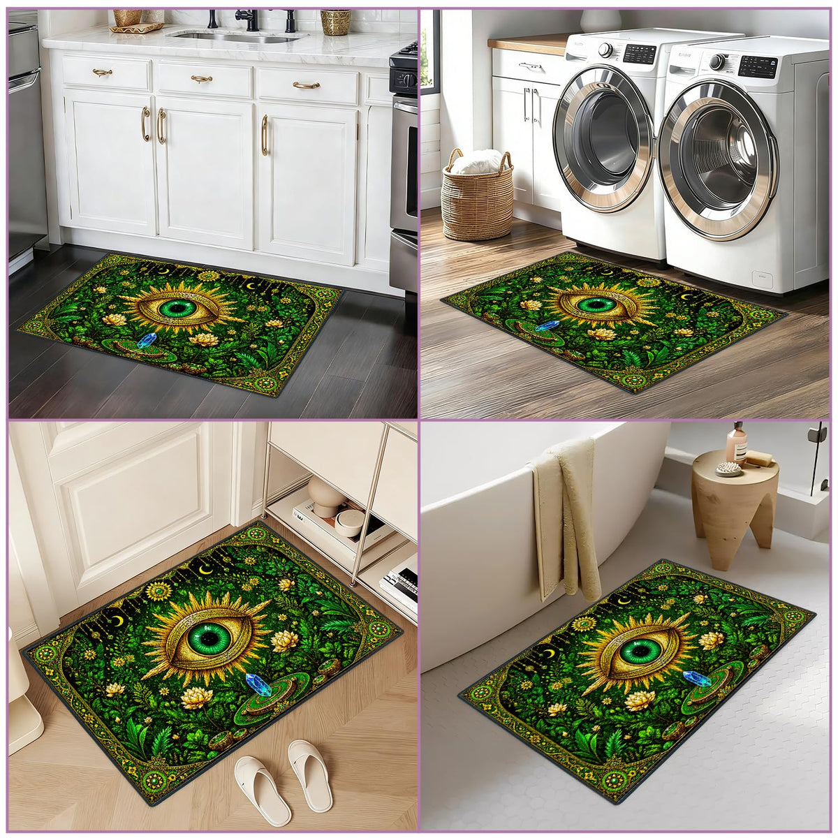 Washable 2x3 Entry Rug Mystic Boho Evil Eye Area Rug (44 / 2' x 3' (Rectangular))