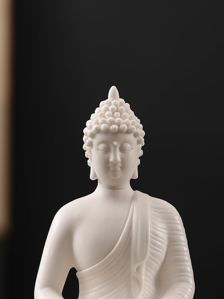 8.7 Inch LED Buddha Statue for Indoor Home Decor (White)