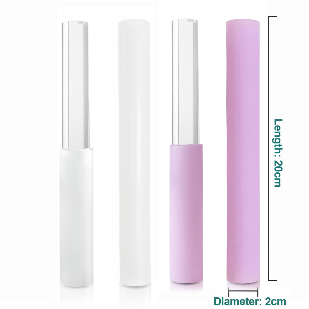 4 Pcs Singing Bowl Mallet Set Includes Solid and Hollow Acrylic Silicone Rubber Striker Mallet for Playing Quartz Crystal Singing Bowls with Bundle Pocket (WhitePurple)