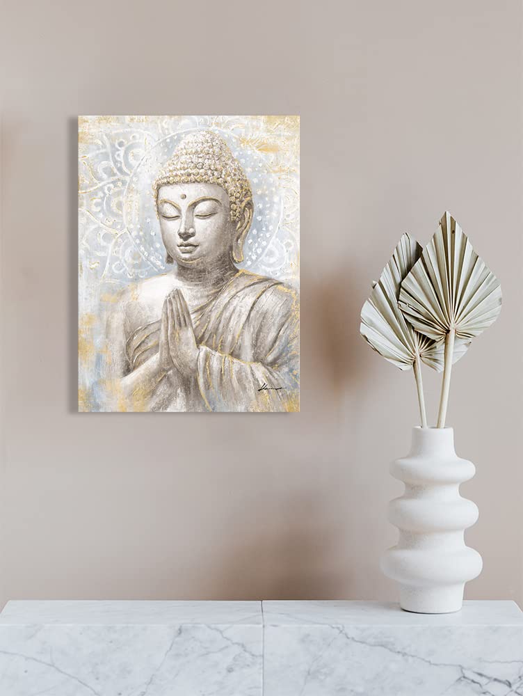 Gold Buddha Wall Art Decor (16"L x 12"W / Smiling Golden Buddha)