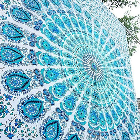 Cotton Peacock (Peacock Sky Blue / 104"L x 88"W)