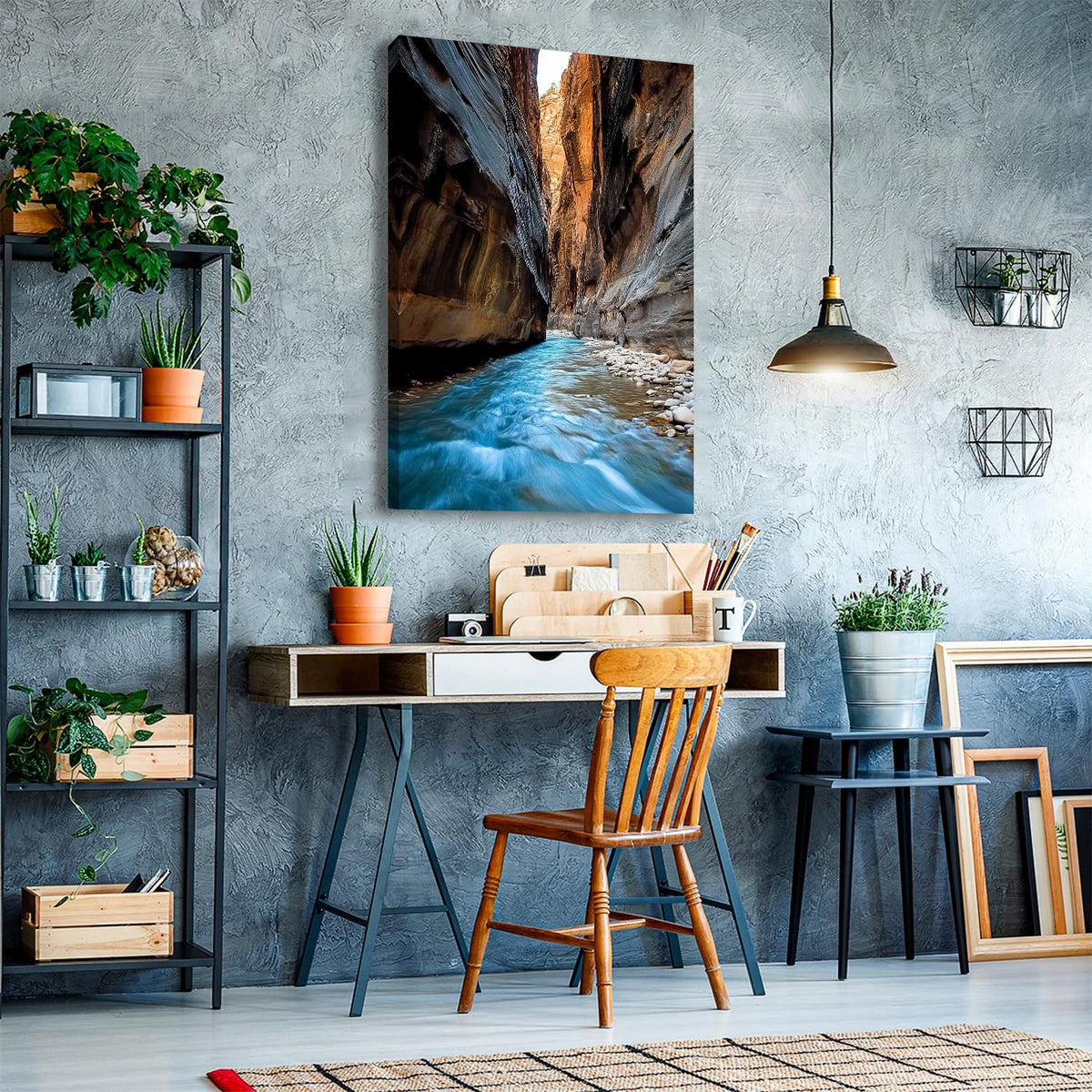 Rock Mountain Canvas Wall Art Decor Nature River Landscape Pictures for Bedroom Office Decoration 24x36" (24"L x 36"W / Nature03)