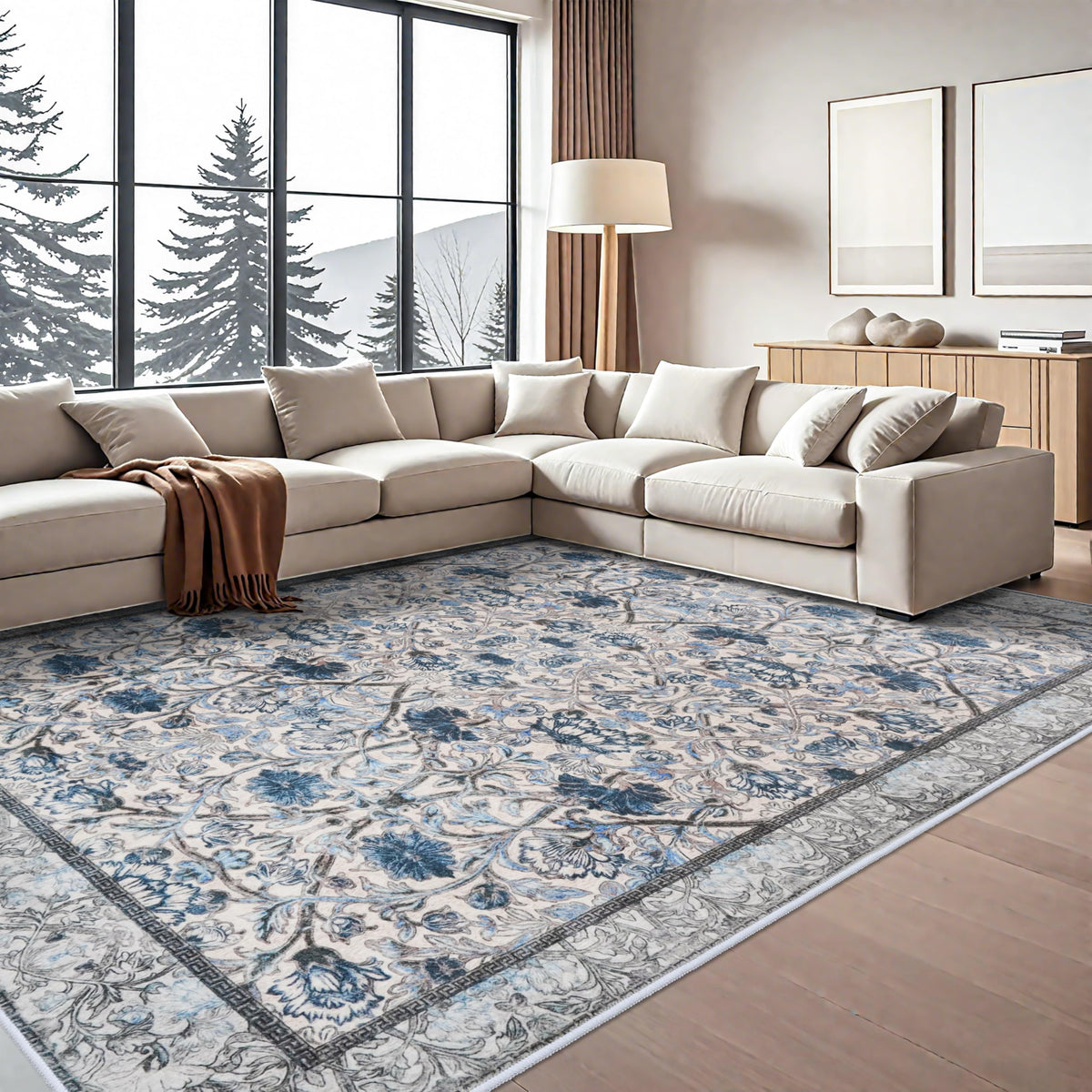 10 x 12 Area Rug Living Room (Blue/Cream / 10' x 12' (Rectangular))