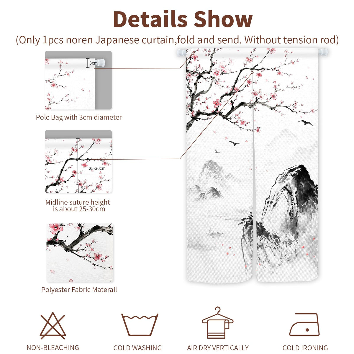 Japanese Noren Doorway Curtain (Black02 / 33.5"W x 59"L (Pack of 1))