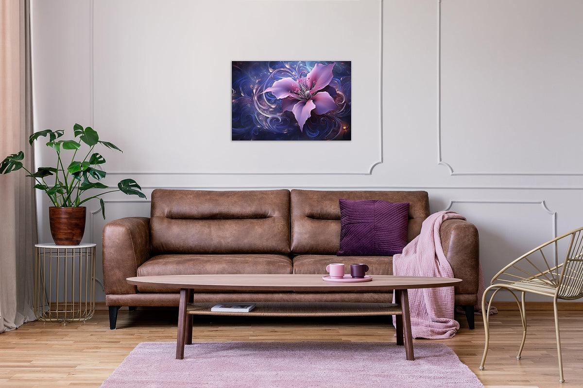 1 Panel Purple Picture Wall Art Purple Canvas Wall Art Abstract Plum Color Flower Print on Canvas Flower Painting for Bedroom Home Decor Living Room Stretched and Framed 30x40 inch (40"L x 30"W / Purple Flower 2)