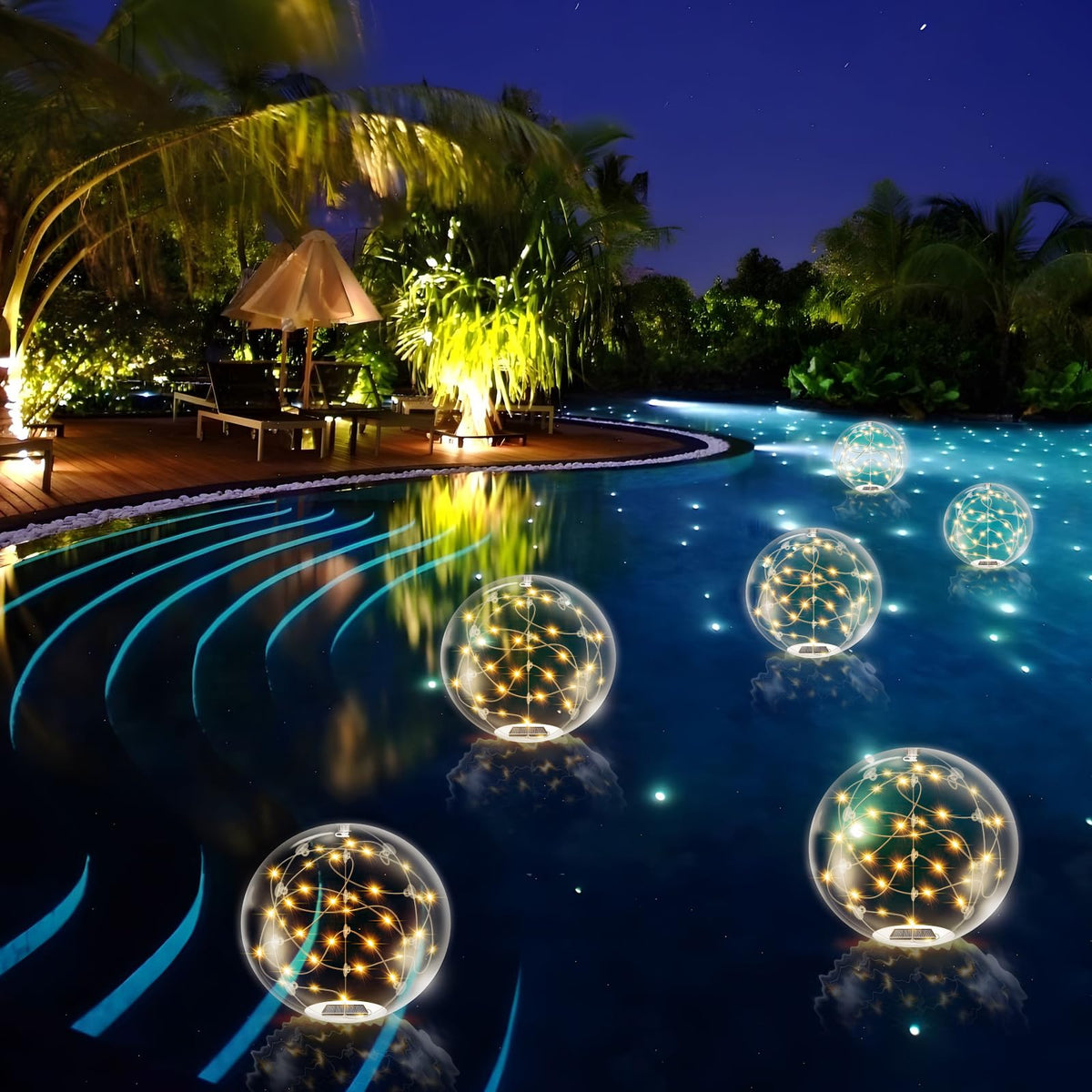 Floating Pool Lights Solar Powered (Warm White / 8 Pack)