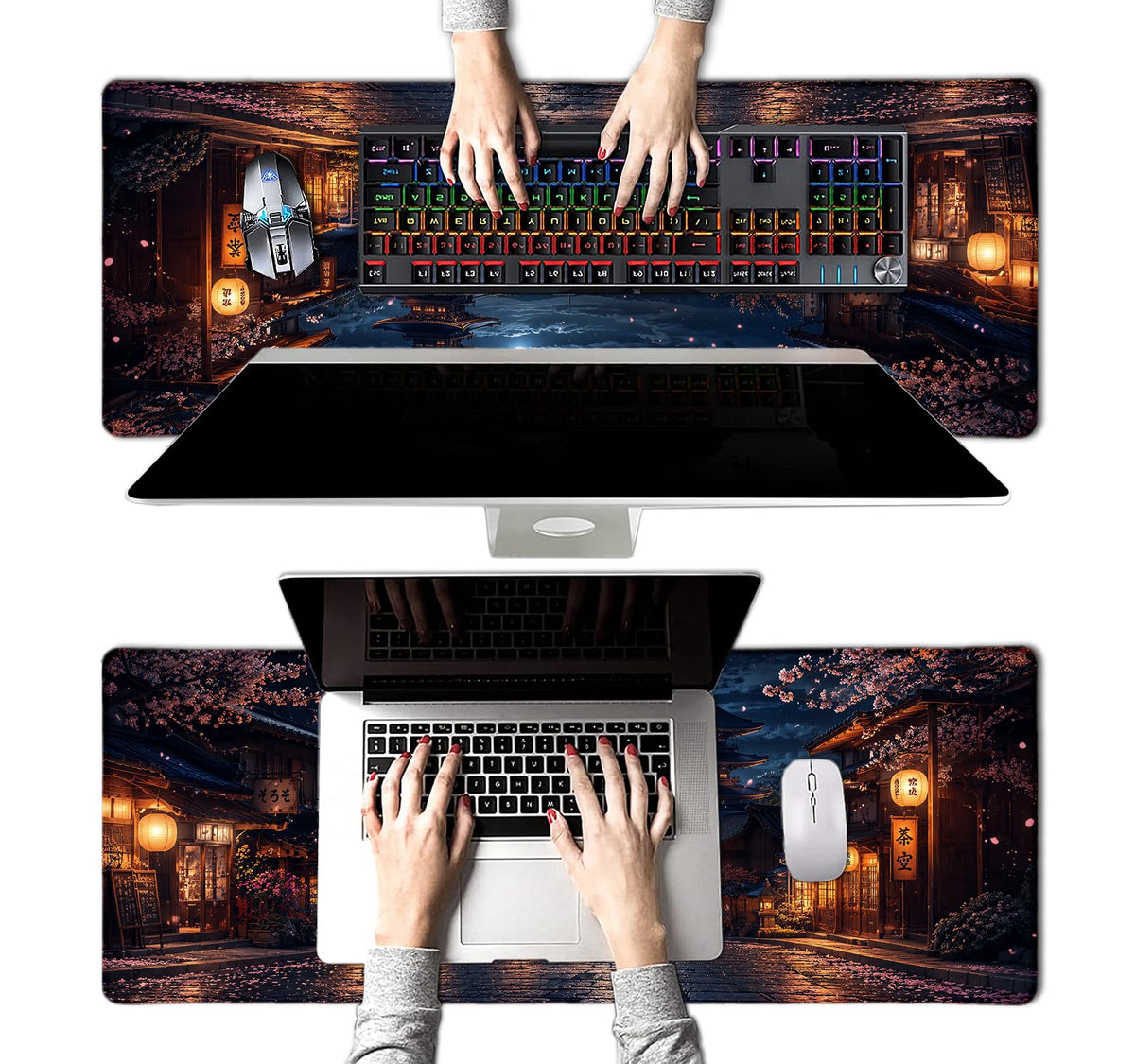 Extended Large Gaming Mouse Pad (Kyoto Sakura Street)