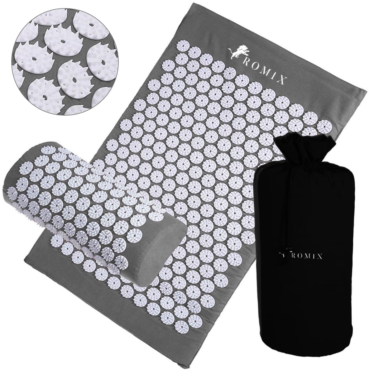 Acupressure Mat And Pillow Set (Grey)
