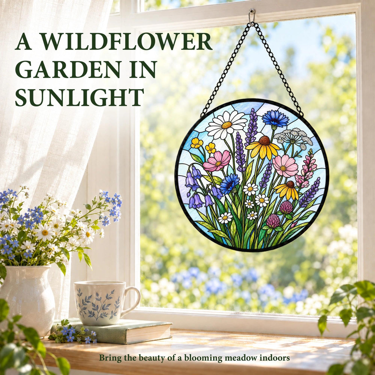 Wildflower Suncatcher Gifts for Mom Grandma (Wildflowers / 7.8 x 7.8 IN)
