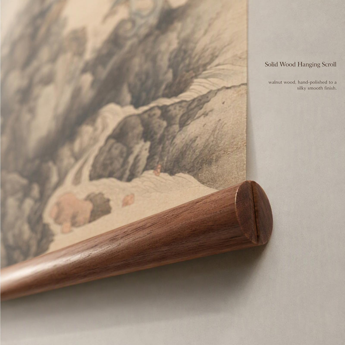 Chinese Ancient Landscape Scroll Wall Art Poster (landscape-BW / 12"x41"x3 Piece)