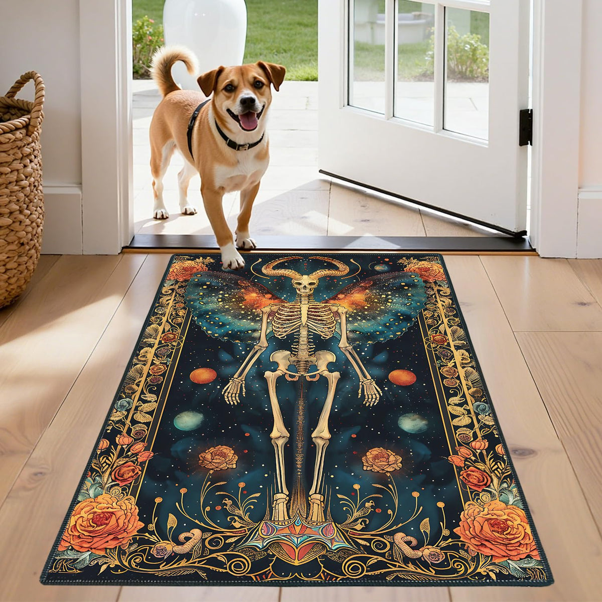 Washable 2x3 Entry Rug Gothic Skeleton Butterfly Area Rug (13 / 2' x 3' (Rectangular))