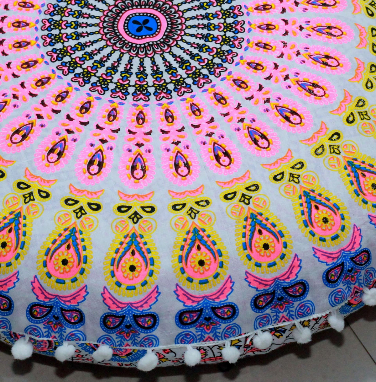 Floor Pillow Cover (Pink Yellow)