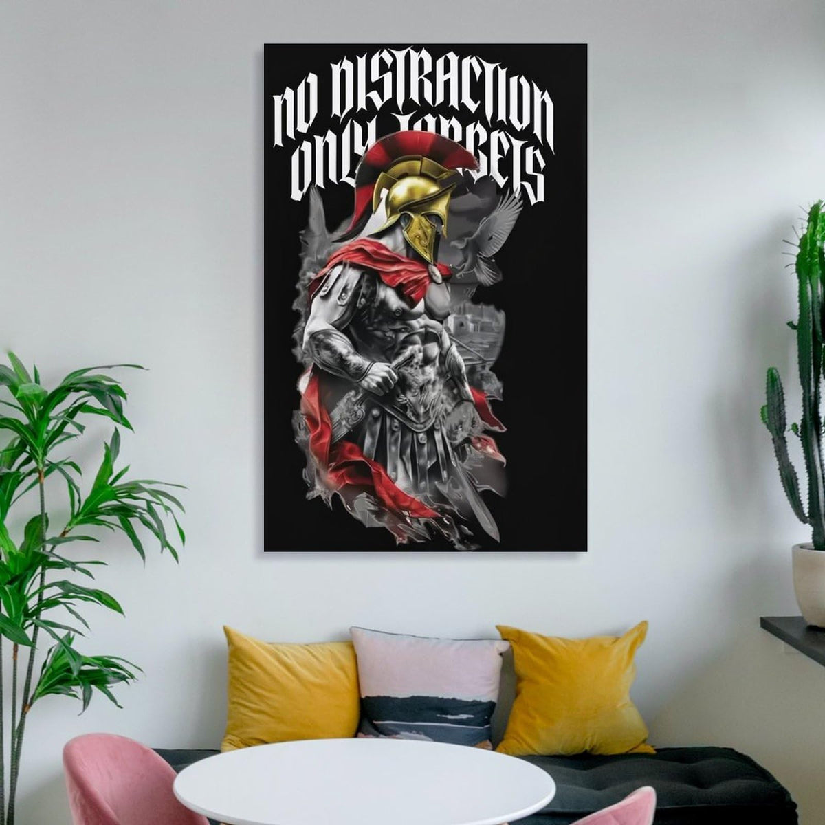 No Distraction Only Targets Spartan Warrior Canvas Printing Wall Art Prints Wall Decor Posters Black Red Gothic Motivational Bedroom Living Room Office Gym Decor 24x36inch (style-30 / 24x36inch(60x90cm) Unframe)