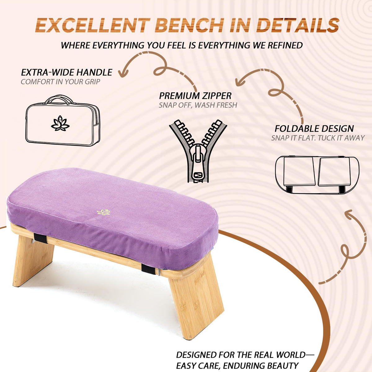 Bamboo Meditation Bench (Purple-bag)