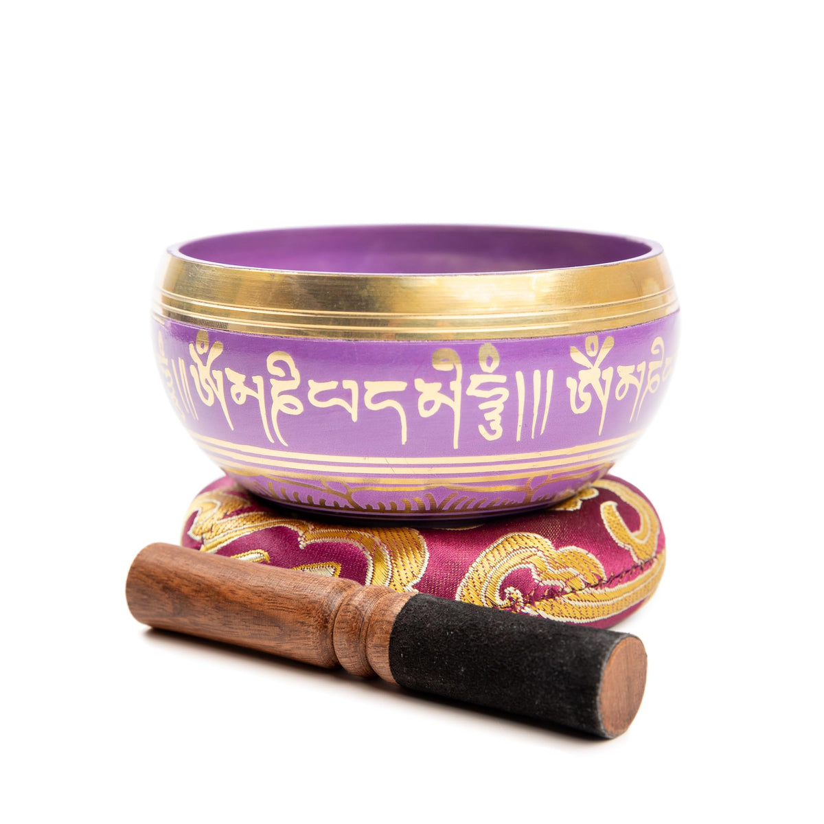 Tibetan Singing Bowl Set Brass (Purple)