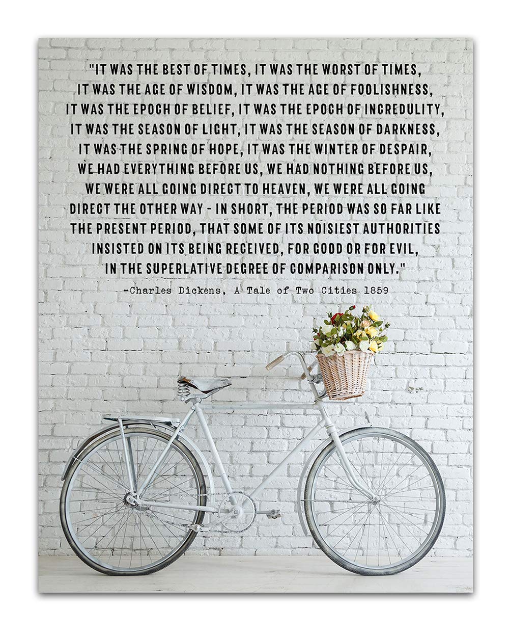 Charles Dickens Inspirational Quotes Wall Art Decor (Vintage Bike)