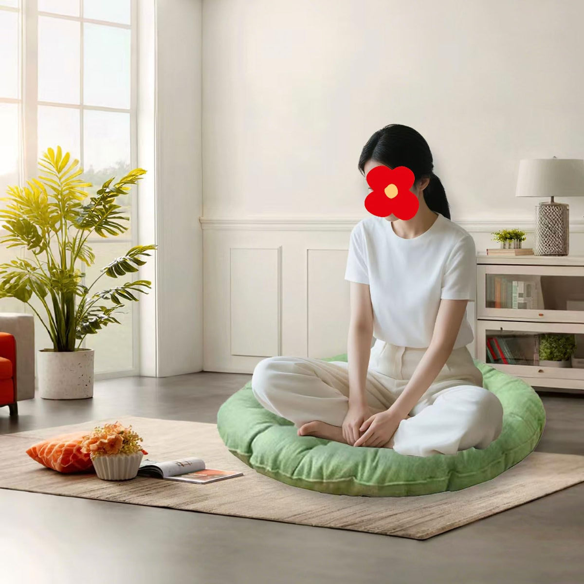 Large Linen Floor Cushions30inch (30inch / Light Green)