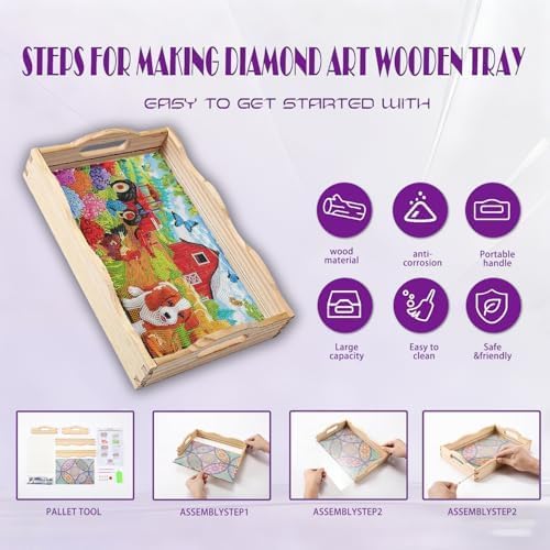 Diamond Art Kits for Adults Wooden Serving Trays with Handles (D Farmhouse CA NEW)