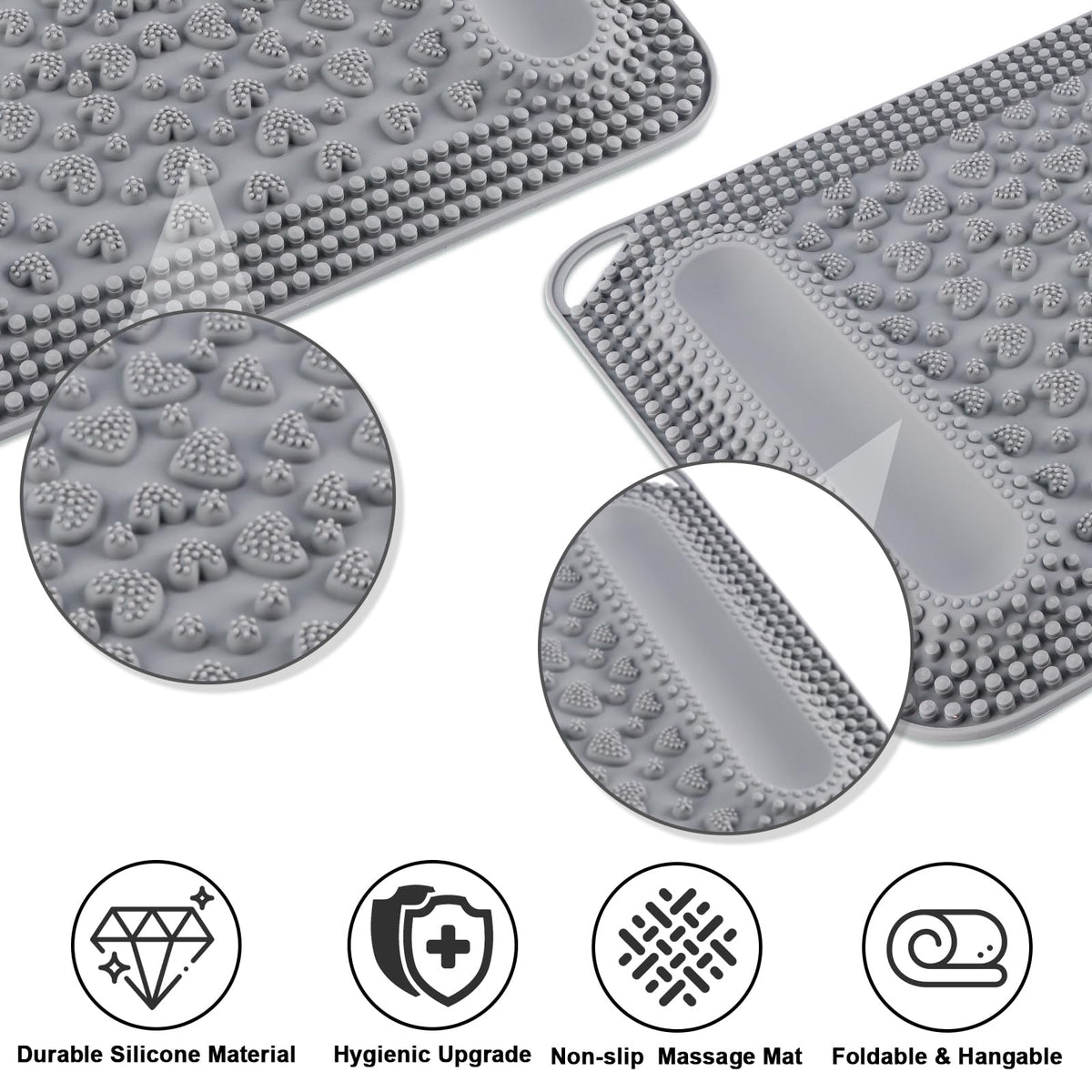 Silicone Foot Massage Acupressure Mat with 2 Massage Balls (Cool Gray)