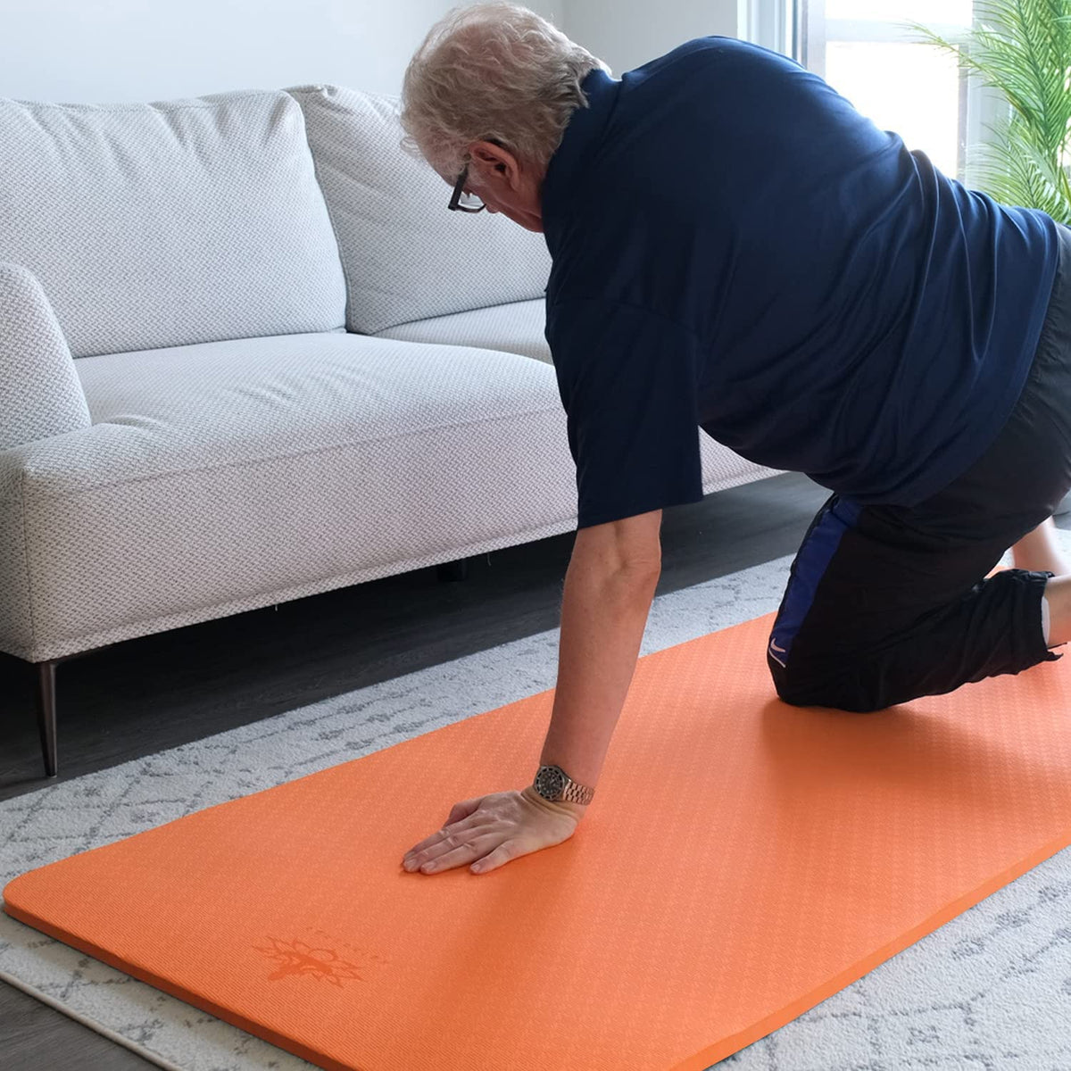 4 5 inch TPE Yoga Mat Fitness & Exercise Mats Large Size 72"L x 32"W Non (Orange)