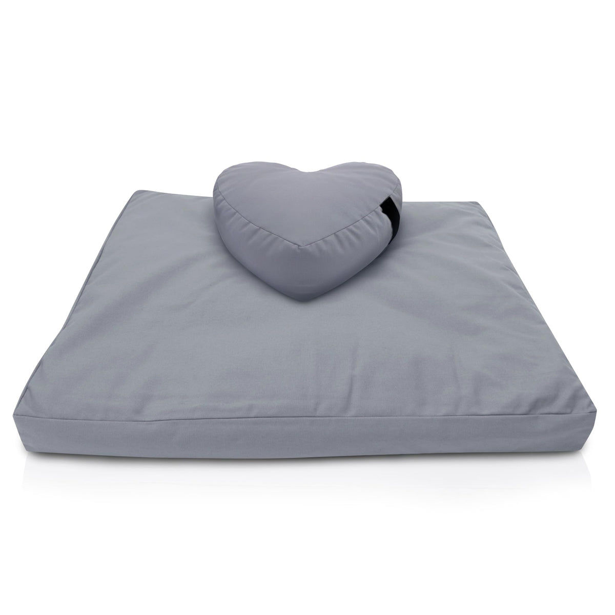 Heart Zafu & Zabuton Yoga Meditation Cushion Set (Heart Shaped Combo / Stone Gray - 10oz Cotton Canvas)