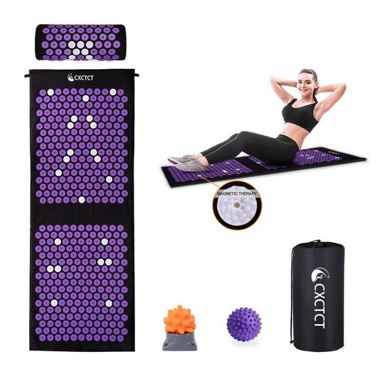 Purple Yoga Massage Mat Set (Purple)