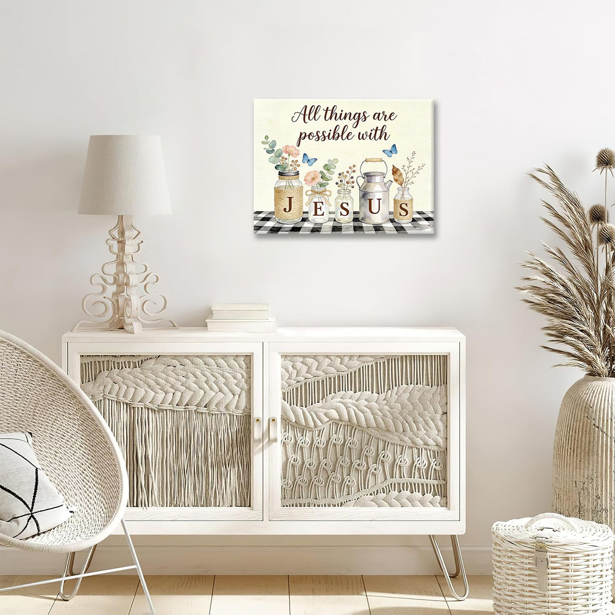 Christian Canvas Wall Art Inspirational Quote Modern ArtWork 16" x 20" (Christian Jesus / 20"L x 16"W)