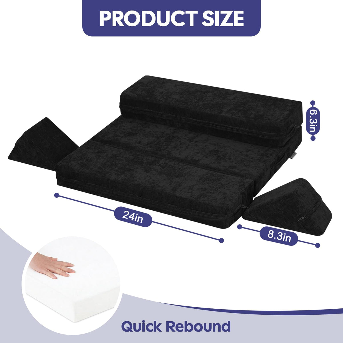 Meditation Cushion Set (Black / 32x24x3inches)