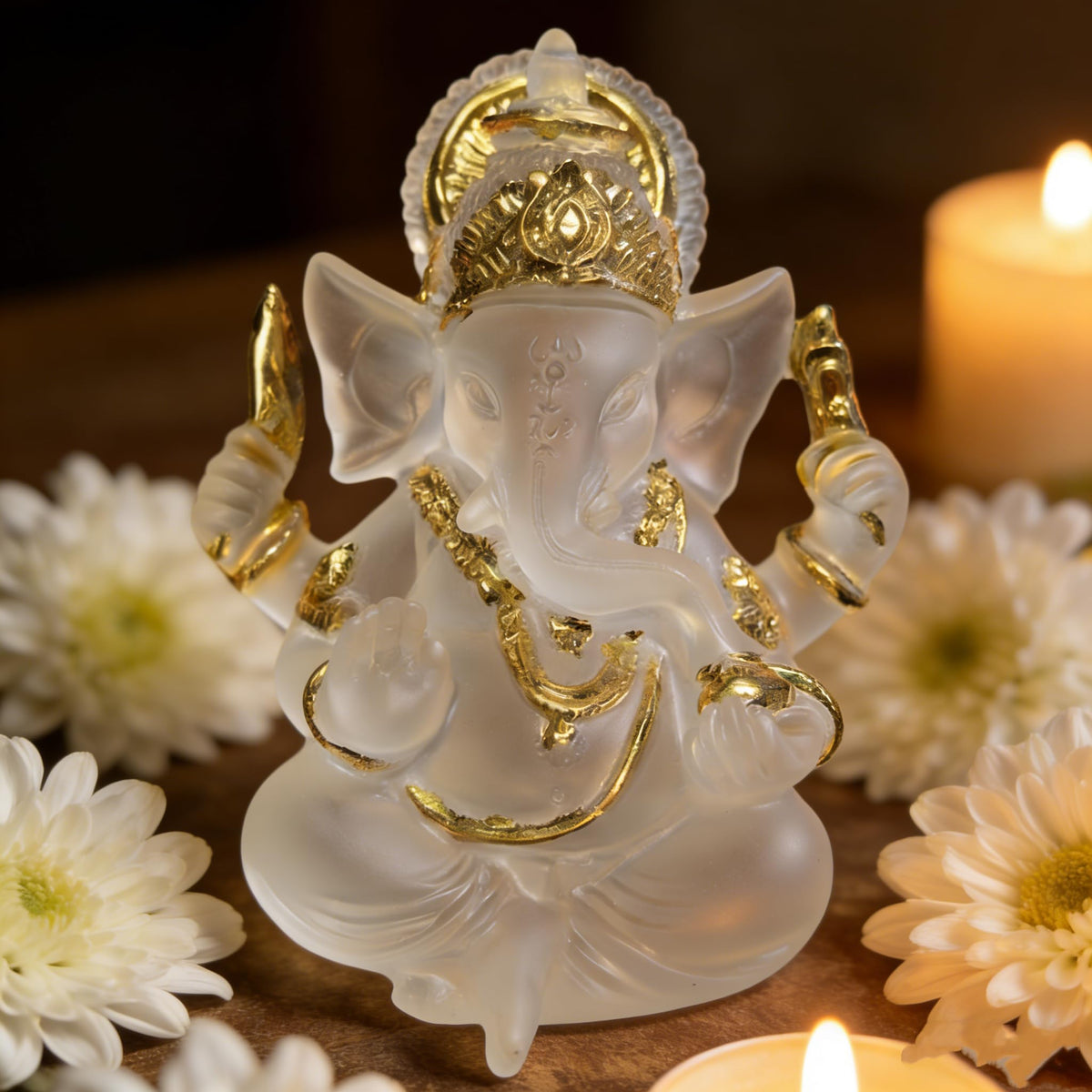 Indian God Lord Ganesha Statue (Transparent / 3.55")