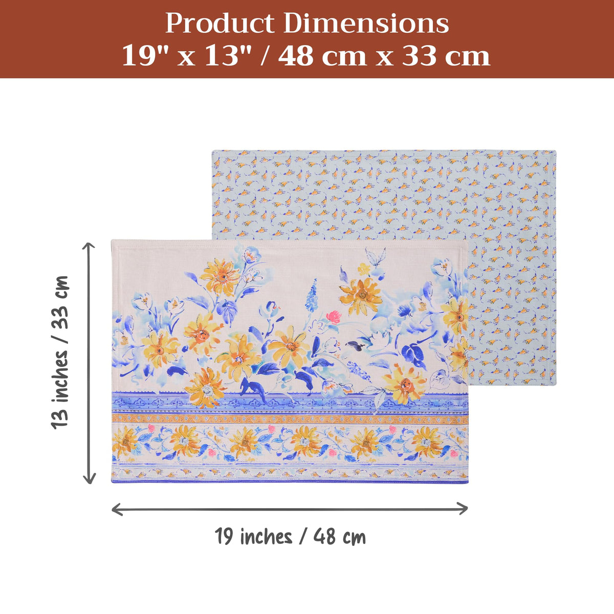 Placemats Set of 4 Reusable 100% Cotton (138 - Girassol / 13" X 19" (Pack of 4))