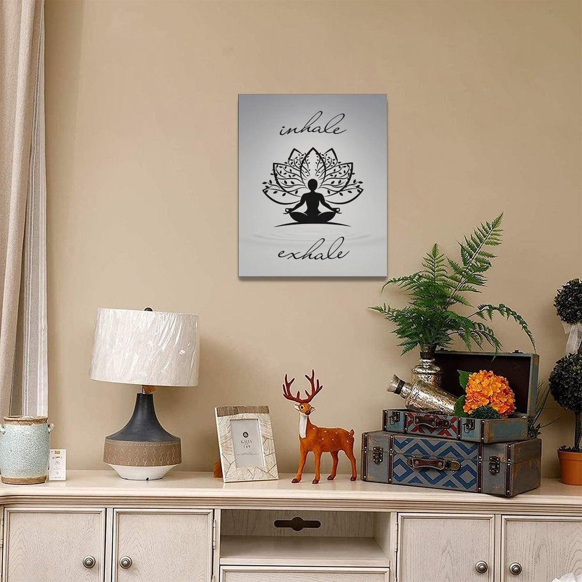 Inhale Exhale Wall Art Yoga Zen Meditation Pictures Decor Canvas Painting Print Modern Artwork Decorations Framed for Bathroom Living Room Bedroom 16 x 20 inch (20L" x 16W" / Inhale)