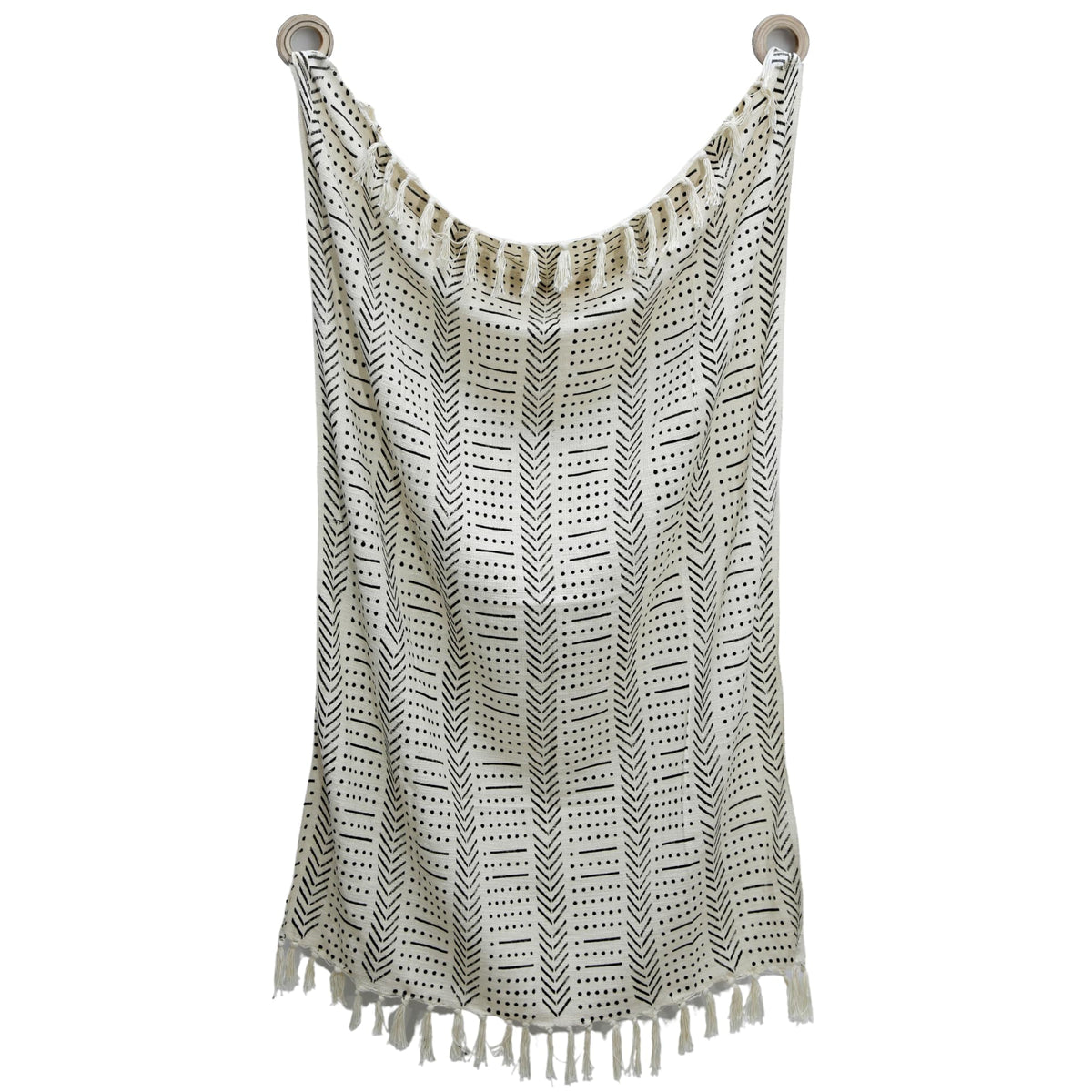 Cotton Mudcloth Throw Blanket (Off White / Snow (120 x 170 Cms))