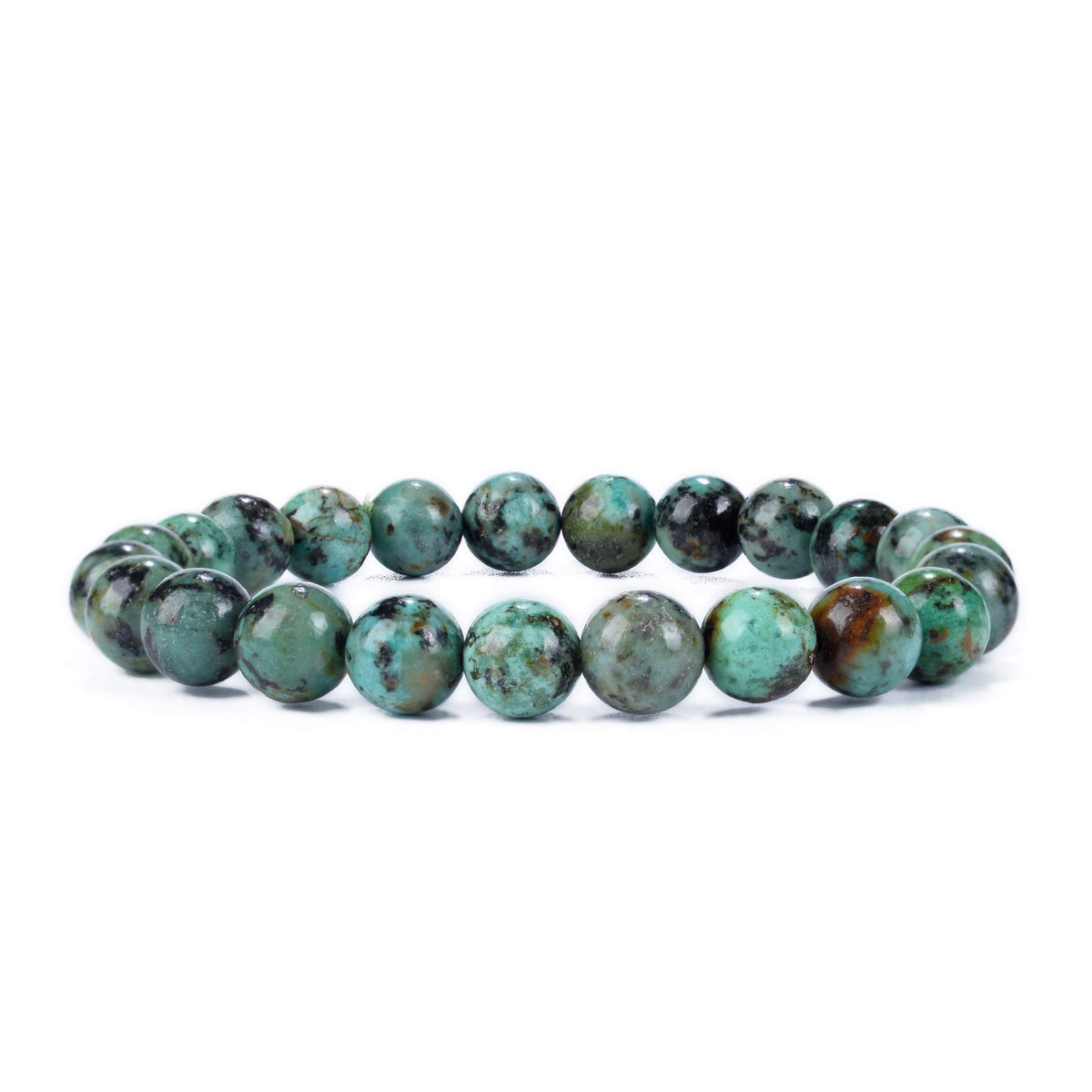 African Turquoise Bracelet 8mm Beaded Bracelet (African Turquoise / Medium)