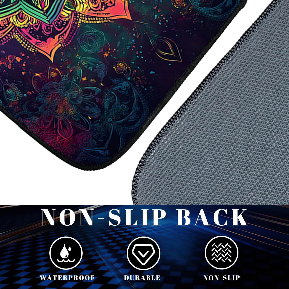 Mandala Car Floor Mats Set of 4 Vintage Vibrant Color Psychedelic Art Carpet Front Rear Carpets Mat Non (26.8"L x 17.3"W x 0.4"Th / Mandala)