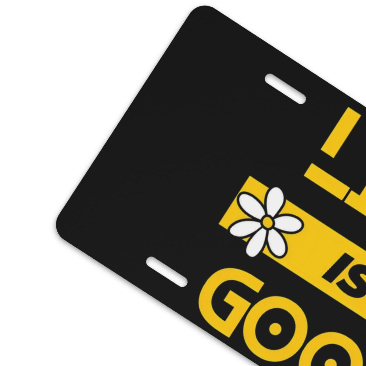 Life is So So Good White Daisy Floral Front License Plate Aluminum Decorative License Plates Metal Car Plate 6"X12" Novelty Vanity Tag Cover with 4 Holes Car Decor Accessory (Blue / 6 X 12 Inch)